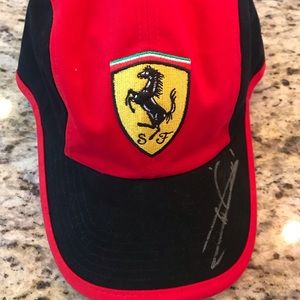 Red and black Ferrari hat, new with signature